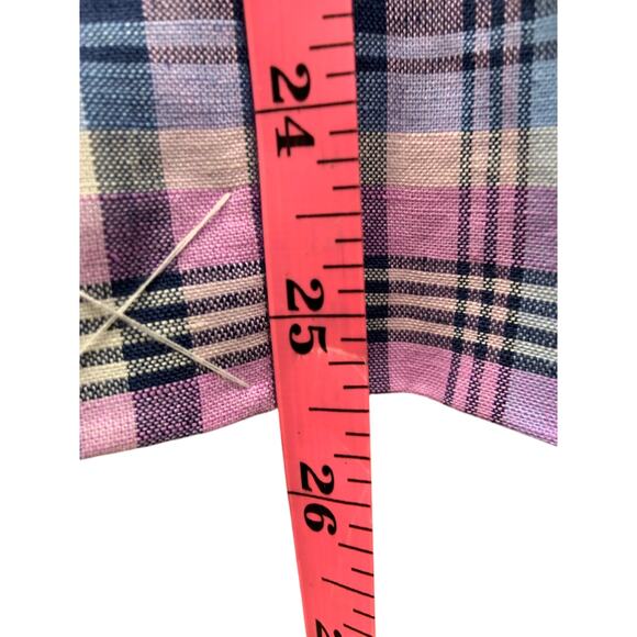 Talbots Blue Pink Plaid Linen Blend 1 Button Vented Back Blazer Jacket Size 4 - Picture 8 of 8